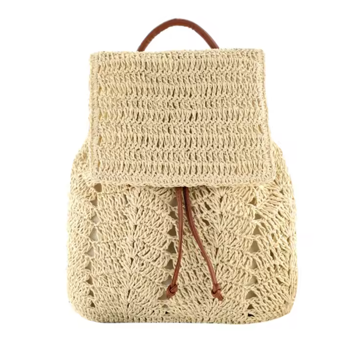 Mochipa De Paja Hecha a Mano Para Mujer Bolso De Hombre Casual Playa Vacaciones Estilo Fashion Sin Cierres at Rayas Capacidad Baja - 1