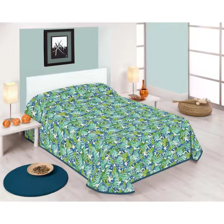 SABANALIA - Colcha estampada Fidji (Disponible en varios colores y tamaños) | Colcha ideal para primavera y verano | Producto ligero y decorativo - 1