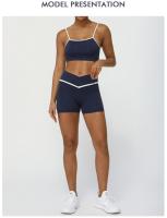 Shorts De Yoga Para Mujer Con Color Contraste Cintura Cruzada Entrenamiento Deporte Bottom V-Shape Shorts De Fitness - details 2