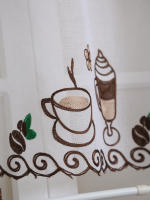 Cortina Corta De Tule Para Ventana Decorativa Con Bordado De Granos De Café 1PC Decoración Para Sala De Estar Y Café Tienda - details 5