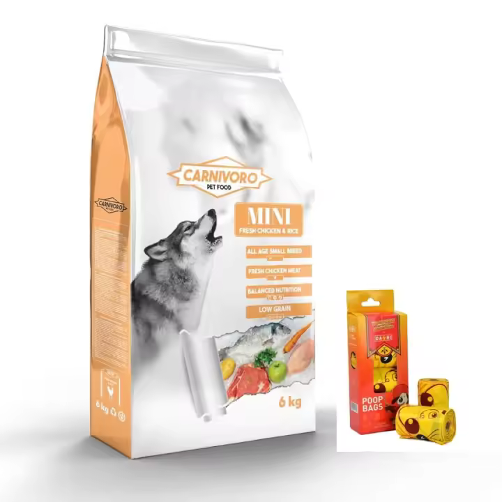 CARNIVORO COMPLET MINI 6 KG PIENSO PERROS ADULTOS DE RAZA PEQUEÑA CON POLLO FRESCO Y ARROZ INTEGRAL  (+Bolsas para excrementos de perro 4 rollos de 15 und ) - 1