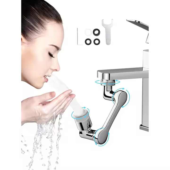 Extensor de grifo, aireador de grifo giratorio de 1080 grados, grifo con filtro antisalpicaduras giratorio de ángulo amplio con 2 modos de salida de agua, grifo de extensión multifuncional giratorio para baño para lavarse los ojos, el cabello y la ca - 1