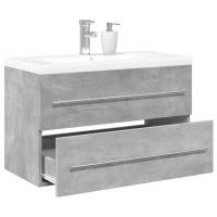 vidaXL Set muebles de baño 2 piezas madera contrachapada en color Gris hormigón/Roble Sonoma | almacenamiento funcional diseño moderno para baño dormitorio sala - details 0
