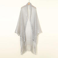 Bufanda De Moda Para Mujer Con Manga Murciélago Y Corte Outfit Dorado Plata Para Fiesta Verano Casual Larga 100*52cm Tassel - details 6