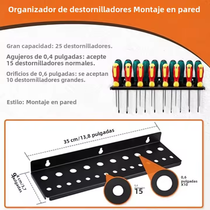 Organizador De Herramientas De Tornillo Para Pared Soporte De Herramientas Manuales Organizador De Llaves Rack De Almacenamiento Para Garage Y Workshop Material De Hierro - 1
