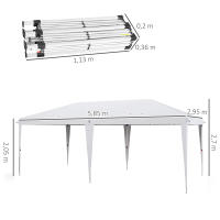 Outsunny Carpa Plegable 6x3 m Cenador de Jardín con Altura Ajustable en 3 Niveles Bolsa de Transporte Anti-UV y Marco de Acero Carpa de Jardín para Patio Terraza - details 2