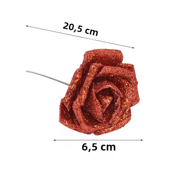 10/20Pcs Flores De Rosa Artificiales Plateadas Y Doradas Con Brillo Rosa Roja Y Rosa Para DIY Scrapbooking Decoración De Caja De Regalo - 1