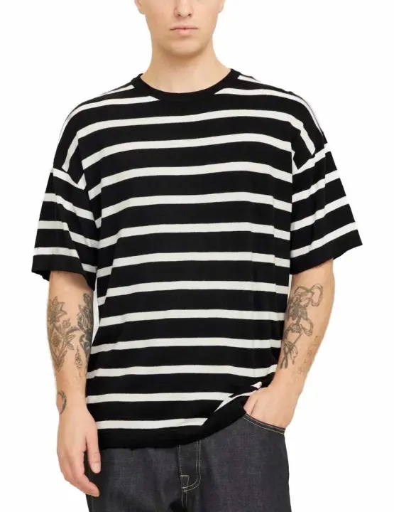 Camiseta Jack&Jones Emil negro rayas manga corta para hombre - 1