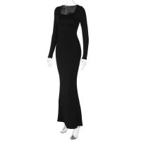 Vestido Largo De Manga Suelta Dulzura Para Mujer En Color Negro Estilo Bodycon Con Cierre De Lazo Sexy Y Club Para Fiesta Club Ropa De Calle Noche - details 15