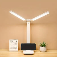 Lámpara De Escritorio Recargable Doble Cabeza Protección Para Los Ojos Plegable Para Estudio Dormitorio Lectura Oficina Con Luz LED Ajustable - details 0