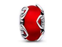 Pandora Moments - Charm de Plata de Lei con Cristal de Murano Rojo esmerilado-Encanto del corazón, Viene con UN embalaje de Caja de regalo completo. - details 0