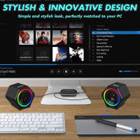 Altavoces para computadora de 10 W para juegos con alimentación USB y graves mejorados, arcoíris - details 3