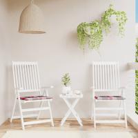 vidaXL Cojines de silla de jardín 2 uds tela Oxford 50x50x3 cm en color Crema/Estampados cuadros grises/Estampado cuadros rojos | cómodas modernas ergonómicas para comedor cocina salón hogar - details 2