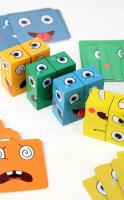 Bloques De Madera Educativos Para Niños Juego De Tablero 3D Cambio De Cara Cubo De Expresión Montessori Juguetes Interactivos Para Niños Y Niñas - details 7