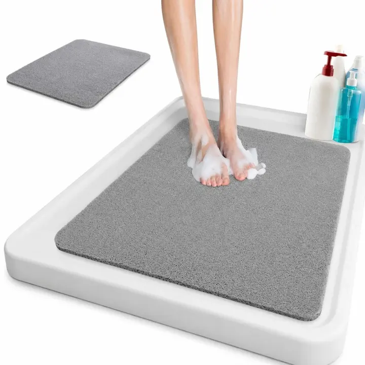 Alfombrilla de ducha antideslizante - 40x60 cm - Alfombrilla de baño transpirable - 10 mm de grosor - Alfombrilla de ducha segura para el baño - Gris - 1