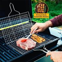 Cesta De Asado En Acero Inoxidable Con Sello Antideslizante Para Carne Y Vegetales Herramienta De Barbecue Resistente Al Calor Fácil De Limpiar Para Picnics Y Fiestas - details 2