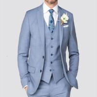 Traje Clásico Para Hombre En Luz Azul Claro Talla Justa Para Fiesta De Negocios Boda Con Chaleco Y Corbata Incluidos Pantalones Y Chaqueta - details 2