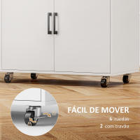 HOMCOM Mueble de Plancha con Ruedas Mueble de Planchado con Barra para Colgar Ropa Estante Abierto y Tabla de Planchar 125x43,5x102,5 cm Blanco - details 3