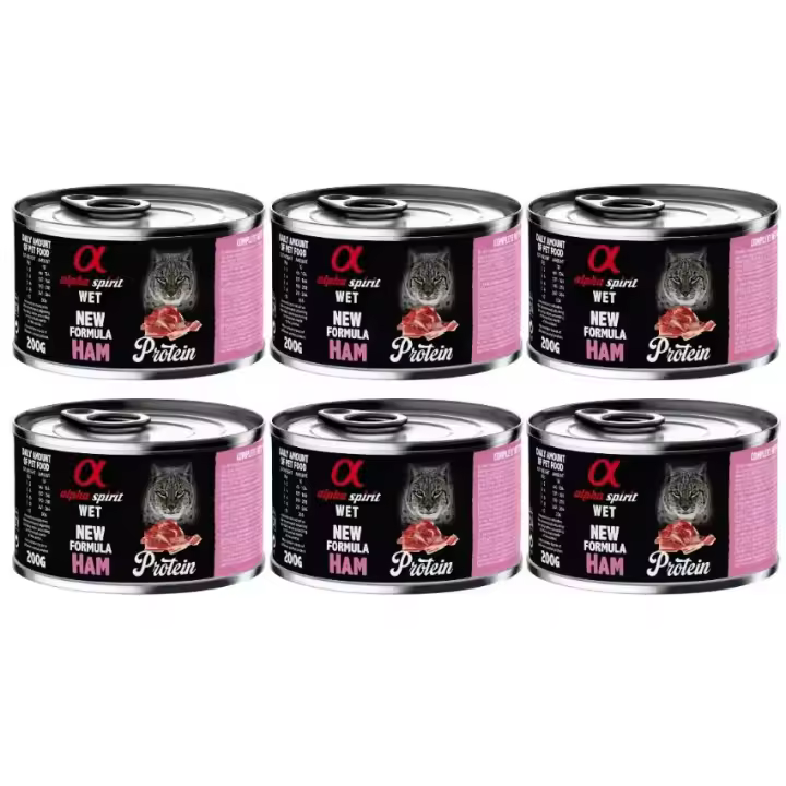 Pack de 6 - Alpha Spirit ALIMENTO HÚMEDO DE JAMÓN PARA GATOS (200gr) - 1