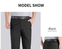 Pantalones Formales Para Hombre Verano Delgado Otoño Grueso Negro Azul Gris Elástico Negocios Sueltos Talla Grande Oficina - details 2