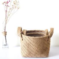Cesta De Almacenamiento De Juta Tejida Con Algodón Y Lino Para Mesa Organizador De Juguetes Y Ropa Ecológico Plegable - details 3