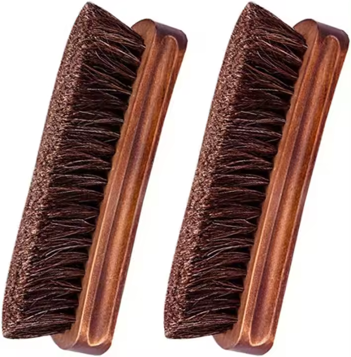 Cepillo para zapatos, 2 piezas de cerdas de crin de caballo de primera calidad, cepillo para lustrar zapatos, cepillos para pulir zapatos, cepillo para botas, zapatos, asientos de automóvil, sofás y bolsos - 1