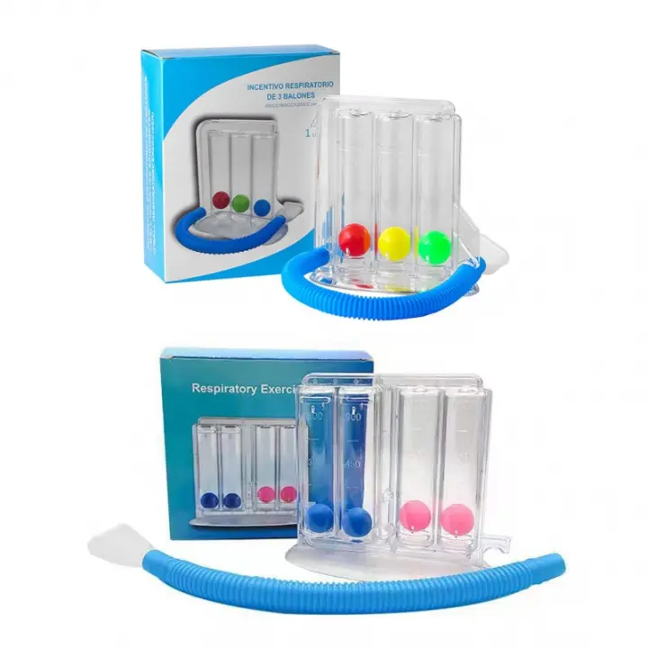 Entrenador De Respiración 3/4 Balones Para Mejorar La Función Pulmonar Spirometría Exercitador De La Respiración Medidor De La Exhalación Herramienta De Fitness Integrado - 1