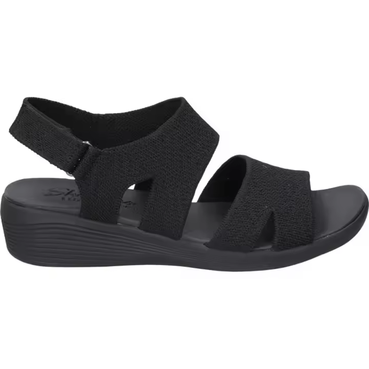 SKECHERS | Sandalias Skechers Arya Modern Mus para Mujer – Sandalia con Cuña en Color Negro – Sandalia con Velcro – Cuña Media y Cómoda – Estilo Casual – Cómodas y Versátiles – Modelo 163420-BBK - 1
