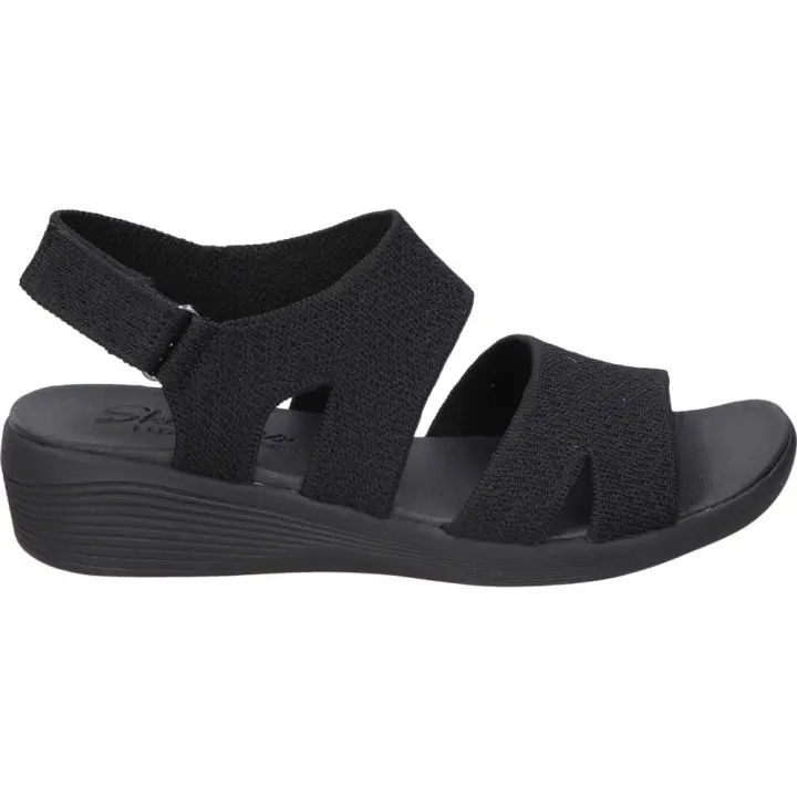SKECHERS | Sandalias Skechers Arya Modern Mus para Mujer – Sandalia con Cuña en Color Negro – Sandalia con Velcro – Cuña Media y Cómoda – Estilo Casual – Cómodas y Versátiles – Modelo 163420-BBK - 1