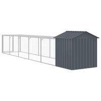 vidaXL Gallinero con Corral Jaula para Gallinas Pollos Acero Galvanizado Gris - details 4