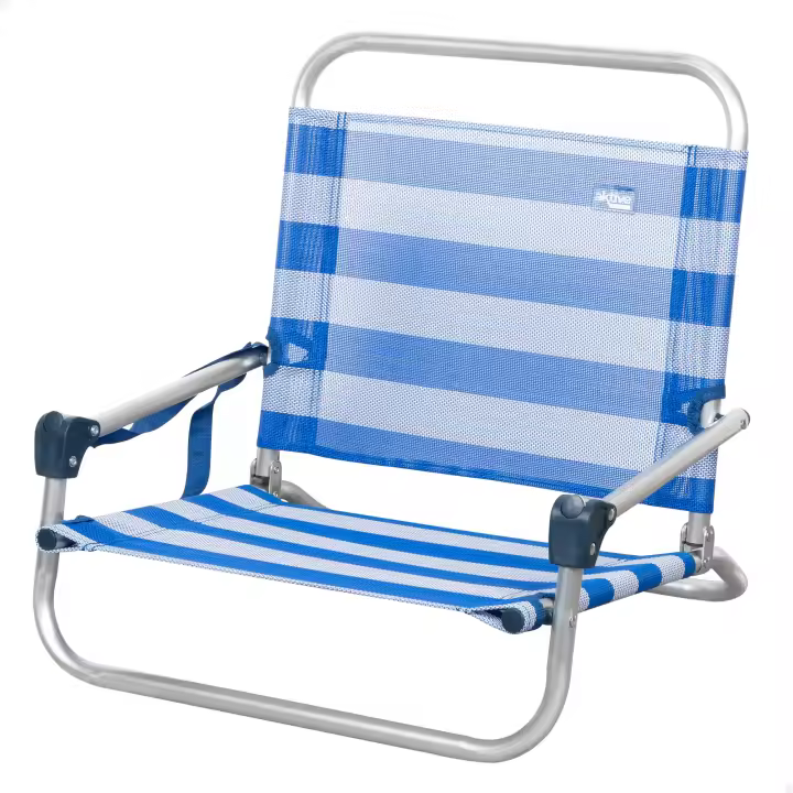 Aktive - Silla de playa y camping plegable, 46x44x49 cm, con asiento bajo, sin tubo delantero, soporta un peso máximo de 110 kg, asa de hombro, tejido textileno, estructura aluminio, sillas de playa bajas, sillas camping plegables ligeras - 1