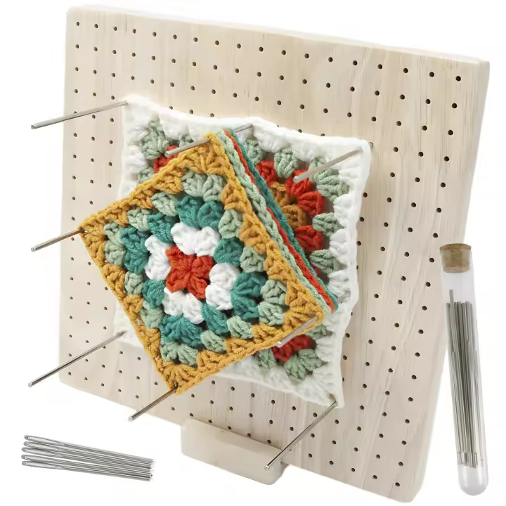Tablero De Bloqueo De Crochet De Madera Reutilizable Set De Bloqueo De Tejer a Mano Tablero De Bloqueo De Gehäkeltes Planche De Blocage Au Crochet - 1
