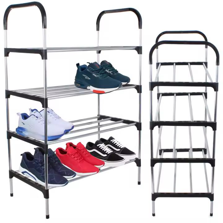 ZAPATERO 4 baldas VERK, estantería con estructura de metal y plástico Alto: 102cm Ancho: 57cm Profundidad: 30cm - 1