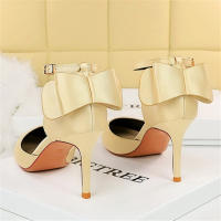 Sandalias Elegantes De Satén Para Mujer Verano Con Nudo De Mariposa Bajo Tacón 8cm 10cm Bota Larga De Boda Rojo Tinto Zapatos Bigtree - details 13