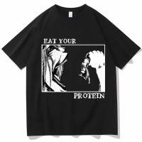 Camiseta Attack on Titan 'Come Tu Proteína' Para Hombres Y Mujeres Camiseta Casual De Verano Con Cuello Redondo Y Mangas Cortas De Algodón Transpirable Y Ligera - details 1