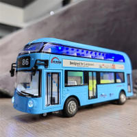 Modelo De Autobús De Doble Piso 1/36 En Aleación De Metal Con Sonido Y Luz Regalo Para Niños Colección De Juguetes Vintage De Londres - details 0