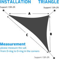 Toldo Vela de Sombra Triangular 3x3x3 Metro PES Impermeable Protección Rayos UV para Patio Exteriores Jardín - details 6