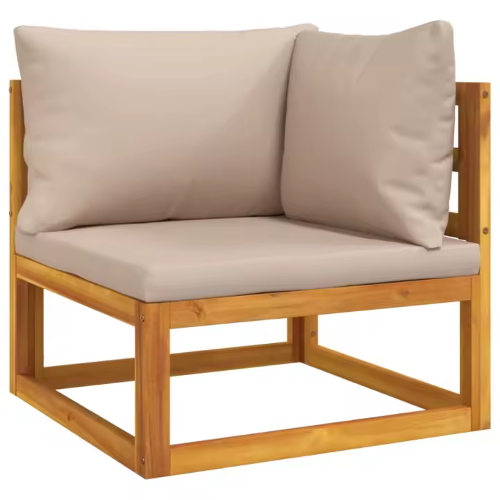 Acacia tapicería gris Tapé Sofá modular de Esquina Madera aciza - 1