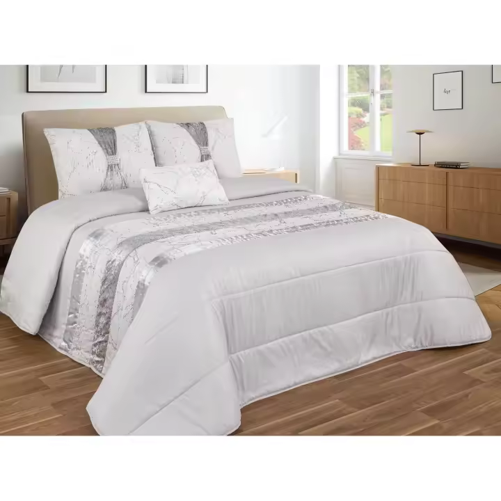 Colcha Acolchada Edredón de acolchado fino cristal con pedreria y brillo 250×260 cms + 3 cojines a juego con relleno para entretiempo,Colcha decorar tu dormitorio para Cama 135cm/ 150cm - 1