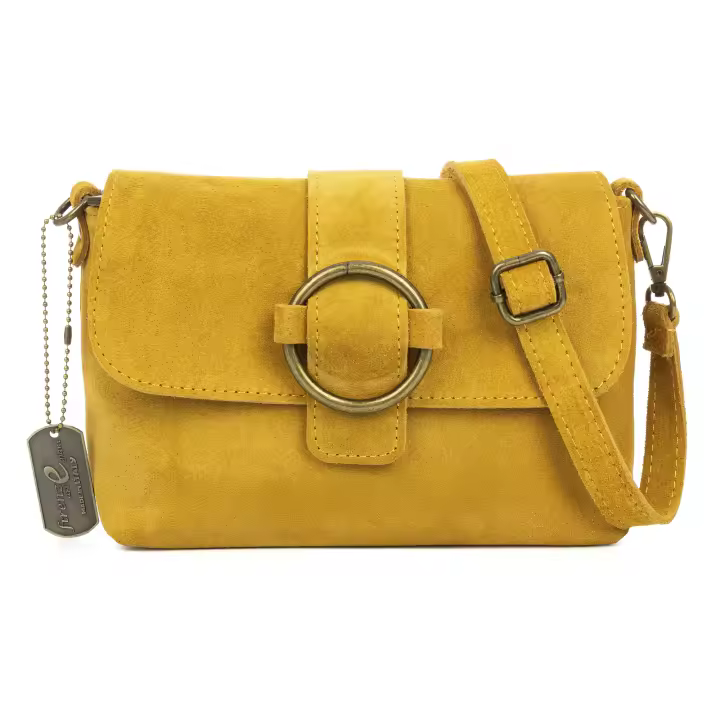 FIRENZE ARTEGIANI Bagnone bolso bandolera mujer. Piel auténtica Gamuza. Fabricado en Italia 24x10x16 Cm. - 1
