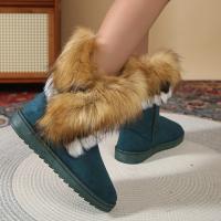 Botas De Invierno Para Mujer 2023 Nuevas Bota Corta De Algodón Con Forro De Poliéster Grueso Y Fleece Antideslizante Botas De Nieve Cálidas Y Planas - details 6