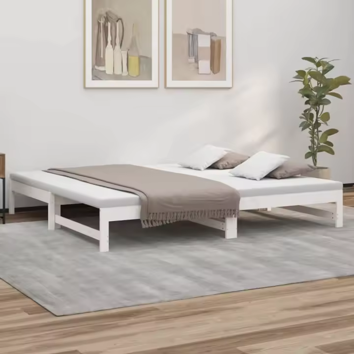 Sofá cama extraíble sin colchón blanco 2x(90x200) cm - 1