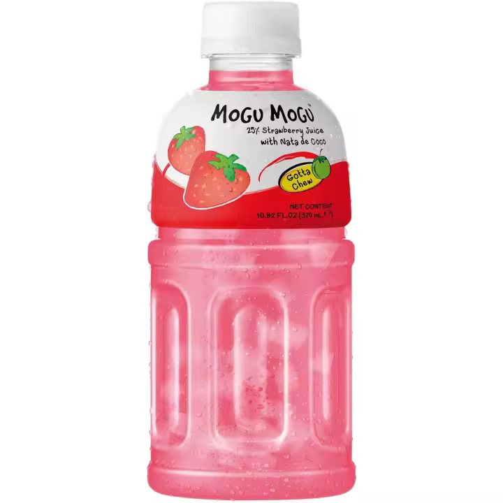 Mogu Mogu Fresa - 12 Bebidas de 320 ml  Con Topping De Gelatina Para Masticar Sin Parar - 1