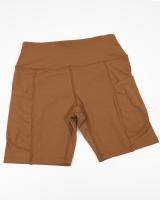 Shorts Deportivos De Cintura Alta Para Mujer Fitness Running Elasticidad Transpirable Con 2 Bolsillos Lados Yogur - details 8