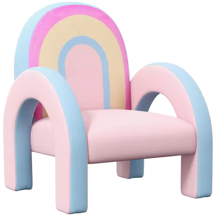 ZONEKIZ Sillón para Niños Pequeños en Forma de Arco Iris Mini Sofá Cómodo Sillón Infantil para Niños de 1,5-3 Años para Dormitorio Salón Carga 45 kg 43x41x51 cm Rosa - 1
