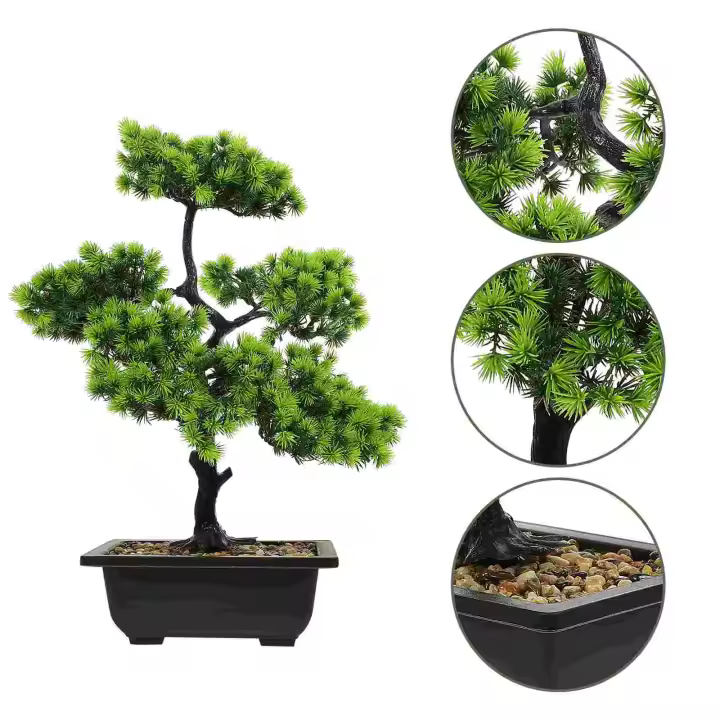 Arbol De Bonsai Sintetico Elegante Para Decoración De Sala De Estar Oficina Dormitorio Sin Mantenimiento Planta Artificial En Maceta - 1