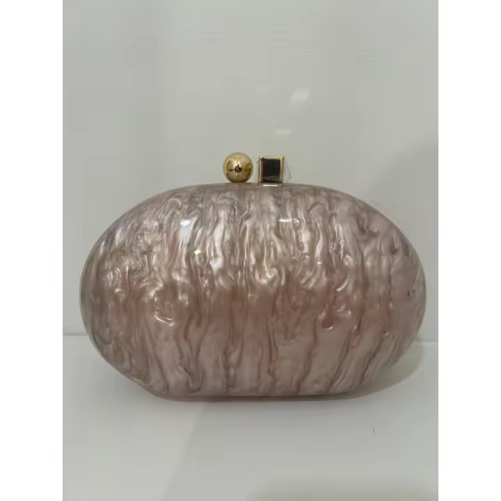 Clutch ovalado rosa nude tipo polvera - 1