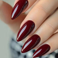 ARTAUG 24PCS Uñas Postizas Presión Cortas Cuadradas Rojo Tinto Cubiertas Completo Set De Uñas Postizas Para Verano Navidad Día De La Madre Brillo - details 35