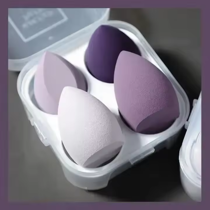 Juego de 4 esponjas de maquillaje en forma de huevo, ultrasuaves y absorbentes, para uso seco y húmedo, no absorben la caca, paquete Ca - 1