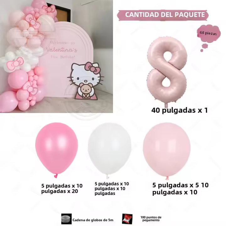 Set De 68 Globos Macarón De Látex Rosa Y Blanco Con Globo De Papel De Número Rosa Para Fiesta De Cumpleaños Bebé Despedida De Soltero Adulto Decoración De Nuevo Nacido - 1